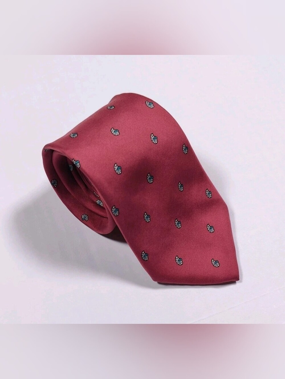 Vintage Christian Dior Men’s 100% Silk Red Geometric Paisley Tie Made In USA